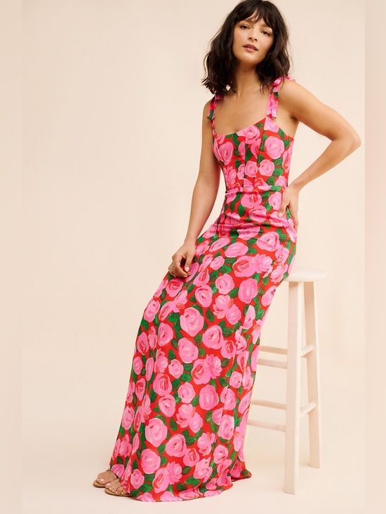 Show Me Your MuMu Dresses & Skirts - Anthro Show Me Your MuMu Pink Rose-Print Maxi Dress - Used Excellent Condition